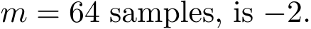  m = 64 samples, is −2.