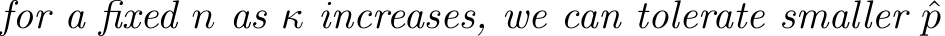  for a fixed n as κ increases, we can tolerate smaller ˆp