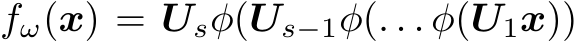  fω(x) = Usφ(Us−1φ(. . . φ(U1x))