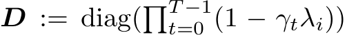  D := diag(�T −1t=0 (1 − γtλi))
