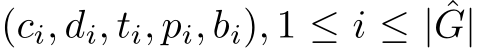  (ci, di, ti, pi, bi), 1 ≤ i ≤ | ˆG|