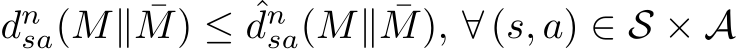  dnsa(M∥ ¯M) ≤ ˆdnsa(M∥ ¯M), ∀ (s, a) ∈ S × A