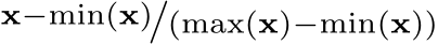x−min(x)/(max(x)−min(x))