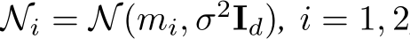  Ni = N(mi, σ2Id), i = 1, 2
