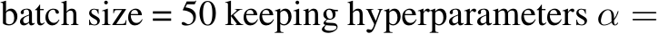 batch size = 50 keeping hyperparameters α =