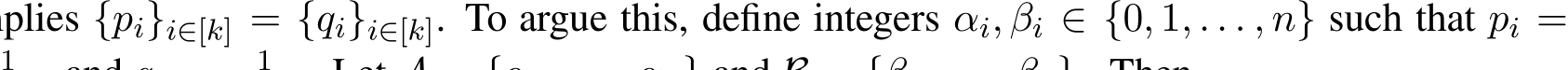  αi, βi ∈ {0, 1, . . . , n} such that pi =1