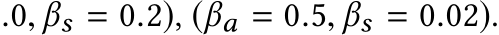 .0, βs = 0.2), (βa = 0.5, βs = 0.02).