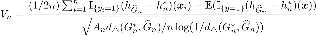 Vn =(1/2n) �ni=1 I{yi=1}(h �Gn − h∗n)(xi) − E(I{y=1}(h �Gn − h∗n)(x))�