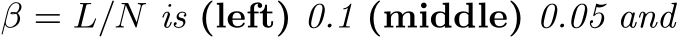  β = L/N is (left) 0.1 (middle) 0.05 and