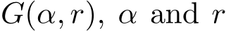 �G(α, r), α and r