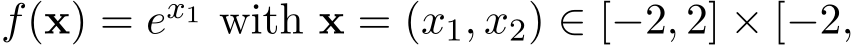  f(x) = ex1 with x = (x1, x2) ∈ [−2, 2] × [−2,