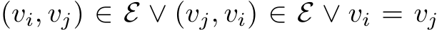  (vi, vj) ∈ E ∨ (vj, vi) ∈ E ∨ vi = vj