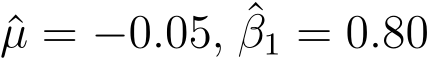 µ = −0.05, ˆβ1 = 0.80