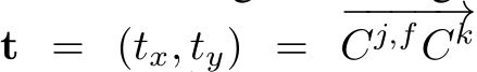  t = (tx, ty) = −−−−→Cj,fCk