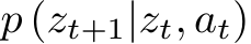  p (zt+1|zt, at)