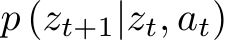  p (zt+1|zt, at)