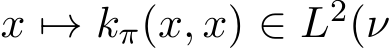  x �→ kπ(x, x) ∈ L2(ν