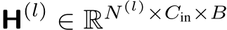 H(l) ∈ RN (l)×Cin×B 