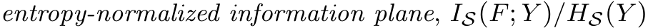  entropy-normalized information plane, IS(F; Y )/HS(Y )