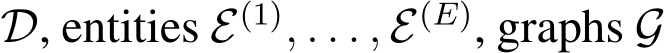  D, entities E(1), . . . , E(E), graphs G