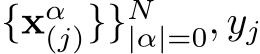 {xα(j)}}N|α|=0, yj