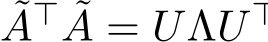 ˜A⊤ ˜A = UΛU ⊤