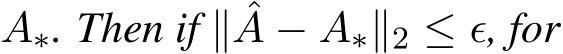  A∗. Then if ∥ ˆA − A∗∥2 ≤ ϵ, for