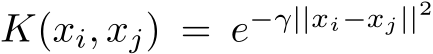  K(xi, xj) = e−γ||xi−xj||2
