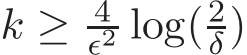 k ≥ 4ǫ2 log(2δ)