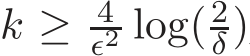  k ≥ 4ǫ2 log(2δ)