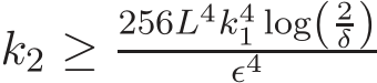  k2 ≥256L4k41 log( 2δ)ǫ4