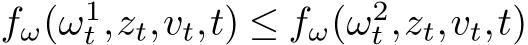  fω(ω1t ,zt,vt,t) ≤ fω(ω2t ,zt,vt,t)