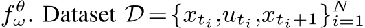  f θω. Dataset D={xti,uti,xti+1}Ni=1