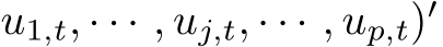 u1,t, · · · , uj,t, · · · , up,t)′