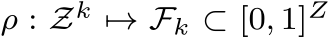  ρ : Zk �→ Fk ⊂ [0, 1]Z