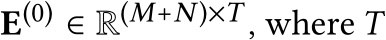  E(0) ∈ R(M+N )×T , where T