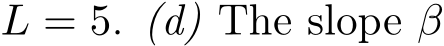  L = 5. (d) The slope β