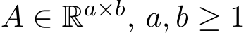  A ∈ Ra×b, a, b ≥ 1