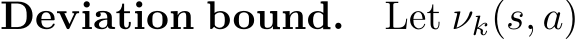 Deviation bound. Let νk(s, a)