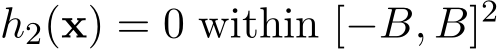  h2(x) = 0 within [−B, B]2 