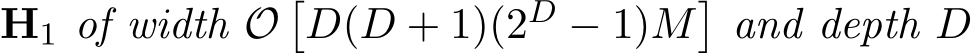  H1 of width O�D(D + 1)(2D − 1)M�and depth D