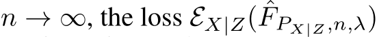  n → ∞, the loss EX|Z( ˆFPX|Z,n,λ)