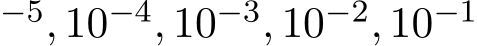 −5, 10−4, 10−3, 10−2, 10−1