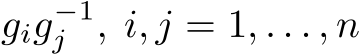  gig−1j , i, j = 1, . . . , n