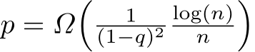  p = Ω� 1(1−q)2log(n)n �