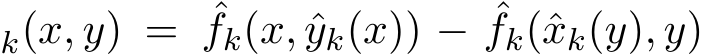 k(x, y) = ˆfk(x, ˆyk(x)) − ˆfk(ˆxk(y), y)