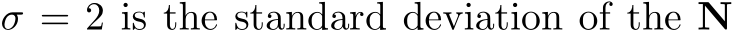  σ = 2 is the standard deviation of the N