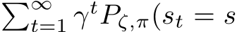 �∞t=1 γtPζ,π(st = s