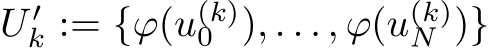  U ′k := {ϕ(u(k)0 ), . . . , ϕ(u(k)N )}