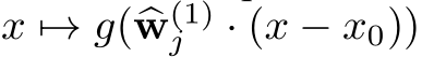 x �→ g(�w(1)j · (x − x0))